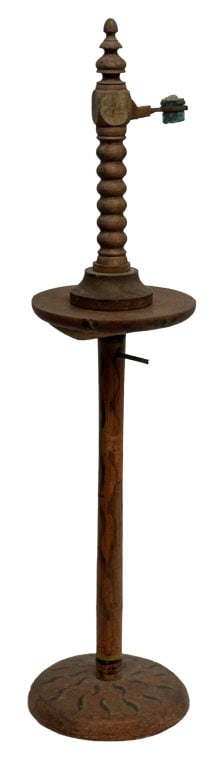 PAINT DECORATED CANDLESTAND & CANDLE LAMP STAND 30" X 12" & LAMP 18 1/4" TALL (1 of 6)