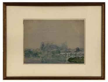 WATERCOLOR BY A.B. DAVIES "ITALIAN VIADUCT" ARTHUR BOWEN DAVIES (1862-1928) 11" X 14 7/8"