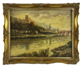 OIL/CANVAS EUROPEAN CITYSCAPE SGND BUHLER PROB. HANS ADOLPH BUHLER 16" X 20"
