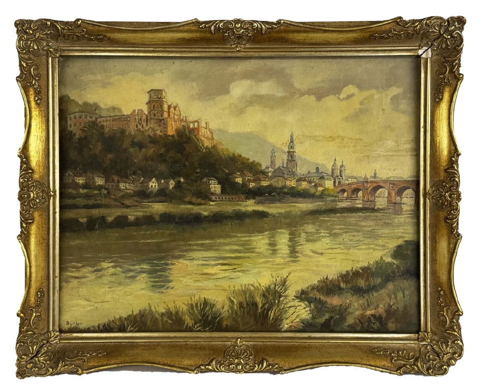 OIL/CANVAS EUROPEAN CITYSCAPE SGND BUHLER PROB. HANS ADOLPH BUHLER 16" X 20" (1 of 5)
