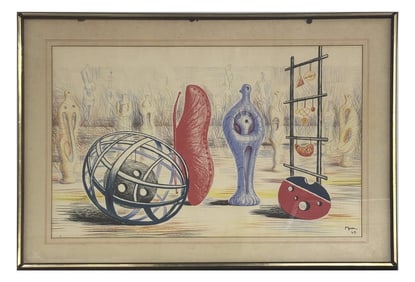 "SCULPTURAL OBJECTS" LITHOGRAPH BY SIR HENRY MOORE DATED '49 18 1/2" X 29" SITE SIZE