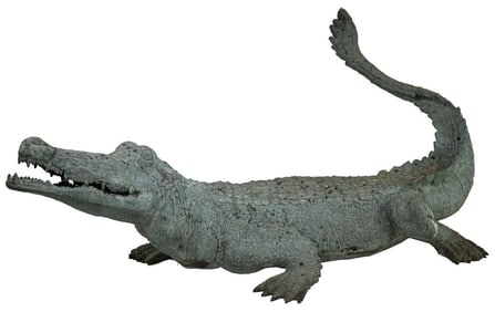 GREEN PATINATED GARDEN ALLIGATOR 24" X 52" X 29"