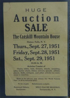 Catskill Mountain House Auction Broadside, 9" X 6": Catskill Mountain House Auction Broadside, 9" X 6"