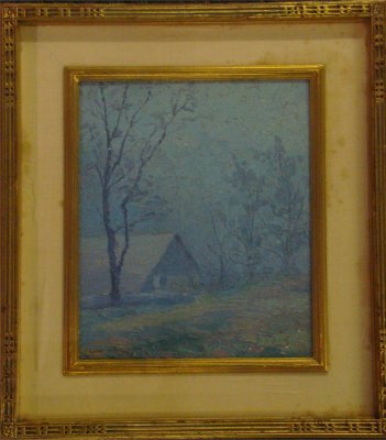 Oil On Board New Hope School Landscape Signed L. Lister: Oil On Board New Hope School Landscape Signed L. Lister, In A Newcomb Macklin Frame, 12" X 10"