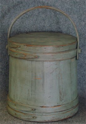 Painted Firkin In Blue/Green Without Handle, 12 1/2": Painted Firkin In Blue/Green Without Handle, 12 1/2"