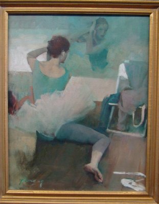 Oil On Canvas "Preparation" By Hongnian Zhang, 16" X 20: Oil On Canvas "Preparation" By Hongnian Zhang, 16" X 20"