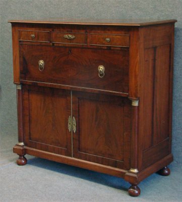 Mahogany Butler's Desk With Partial New Orleans Label, : Mahogany Butler's Desk With Partial New Orleans Label, 46 1/2" Wide