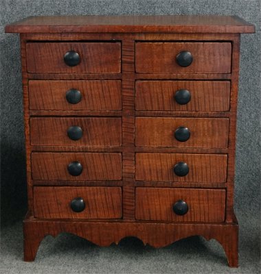 Tiger Maple Ten Drawer Apothecary, 20" Tall X 19" Wide : Tiger Maple Ten Drawer Apothecary, 20" Tall X 19" Wide X 9 3/4" Deep