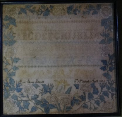 ABC Sampler By Mary Eleanor Galbraith, St. Michaels: ABC Sampler By Mary Eleanor Galbraith, St. Michaels 183?, 17" X 17 1/2"