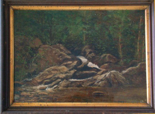 Oil On Canvas "Forest Interior" Signed With Cartouche ": Oil On Canvas "Forest Interior" Signed With Cartouche "DJ" (David Johnson) Dated 7-87, 10" X 14"