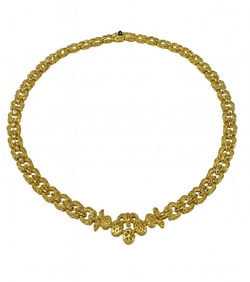 14KY YELLOW GOLD NECKLACE WITH SAPPHIRE CLASP 17 1/4" LONG APPROX. 24.4 DWT