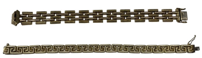 2 ITALIAN 14KT GOLD BRACELETS,7 3/4" Y.C. BRACELET & 7 1/2" 2 COLOR BRACELET APPROX. 29.8 DWT