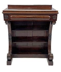 19THC DIMINUTIVE REGENCY PIER TABLE, MAHOGANY WITH DRAWER 38 1/2" X 31" X 16"