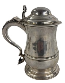 LONDON 1767, STERLING SILVER STEIN BY SAMUEL WOOD INSCRIBED WITH STANDING FIGURE "ALUGA YAMIE"