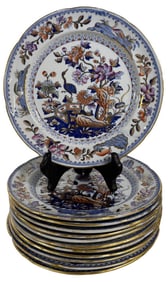 12- 8" ENGLISH TRANSFERWARE PLATES BY CLEWS IMPRESSED MARK