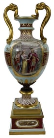 ROYAL VIENNA 2 PART HAND PAINTED URN 30 1/2 " TALL