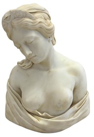 MARBLE BUST "DIANA THE HUNTRESS"BY RANDOLPH ROGERS OR CELINE, FLORENCE 1850 (1825-1892) MISSING