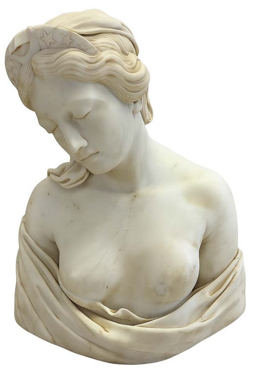 MARBLE BUST "DIANA THE HUNTRESS"BY RANDOLPH ROGERS OR CELINE, FLORENCE 1850 (1825-1892) MISSING (1 of 10)