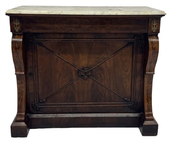 FINE MARBLE TOP CABINET WITH DRAWER 36 1/4" X 41 1/2" X 19"