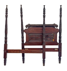 SOUTHERN TESTER BED WITH PINE CARVED POSTS & YELLOW PINE SIDE RAILS, NO TESTER OR CANOPY