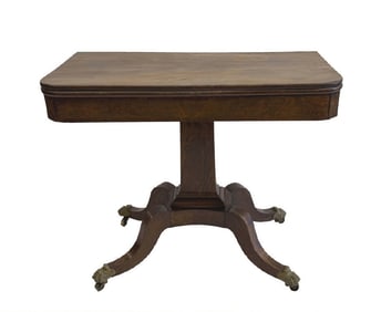 RESTRAINED BOSTON CARD TABLE W/ EXC. TIMBER & CASTERS 30 1/2" X 36" X 18"