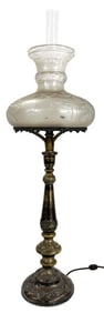 SHEFFIELD PLATED SINUMBRA  LAMP ORIGINAL SHADE 33 1/2" TALL W/O CHIMNEY