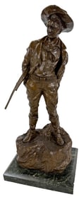BRONZE "RIFLEMAN" SGND C. KAUBA,  (1865-1922) 19" TALL ON BASE