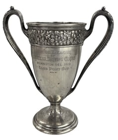 STERLING SILVER DRIVING CLUB TROPHY CUP, 1919 BAILEY , BANKS & BIDDLE 15" X 13"  APPROX. 47.3 TROY