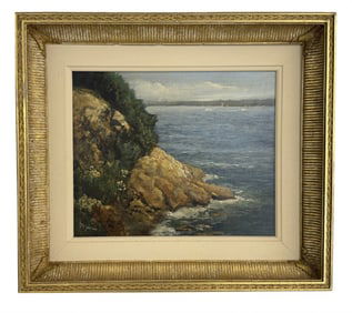 OIL / BOARD LOUIS SAPHIER "SHORELINE" (1875 - 1954)  14" X 17"