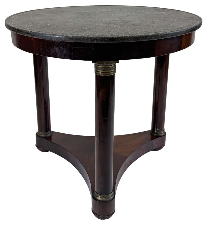 19THC. FRENCH  MARBLE TOP  CENTER TABLE 30" X 32 1/4" DIAM (1 of 7)