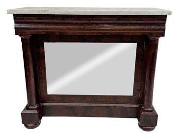 BOSTON MARBLE TOP PIER TABLE / CABINET W/ DRAWERS C. 1835  37" TALL X 42" X 19"