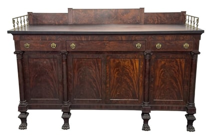 ELEGANT MAHOGANY SIDEBOARD ATTRIB. TO DUNCAN PHYFE NYC, 51" X 78" X 27"