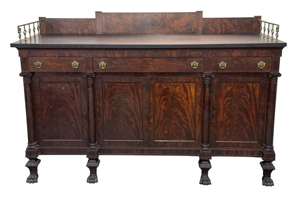 ELEGANT MAHOGANY SIDEBOARD ATTRIB. TO DUNCAN PHYFE NYC, 51" X 78" X 27": ELEGANT MAHOGANY SIDEBOARD ATTRIB. TO DUNCAN PHYFE NYC, 51" X 78" X 27"