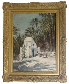OIL/CANVAS , J. VINCKEN  "MIDDLE EASTERN OASIS" (1914- ? ) 20" X 15"