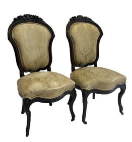 ROSEWOOD CHAIRS FROM THE ESTATE OF HELEN HAYES PAIR,  38 1/4" X 18 3/4" X 18"