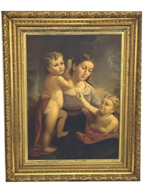 OIL/CANVAS SIGNED J. COX, 1871 ALLEGORICAL, MARY, JAMES & JESUS (1810-1892)  40 3/8" X 30 3/8"