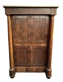 BOSTON MARBLE TOP SECRETAIRE A' ABATTANT, C.1825 59 1/2" X 38 1/4" X 20 1/4"