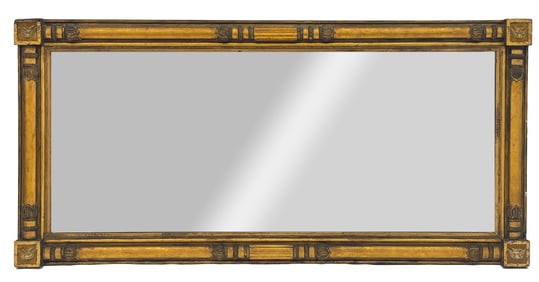 NY FEDERAL MIRROR WITH EGOLMISE PANELS ON THE CORNER BLOCKS 31" X 64 1/2"
