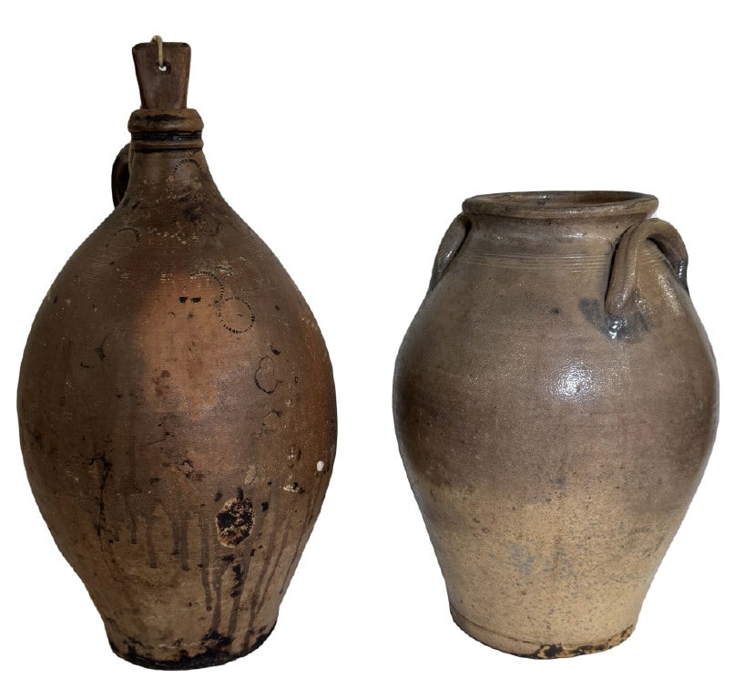 2 OVOID JUGS, 1 REDWARE, BOTH IN AS IS CONDITION (1 of 10)