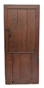 ALL ORIGINAL DOOR OVER DOOR CUPBOARD IN RED PAINT 77" X 36" X 14"