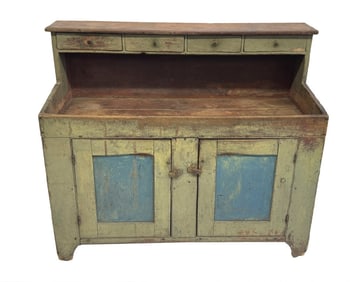 DRY SINK IN GREEN & BLUE PAINT 42 3/4" X 51" X 21 3/4"