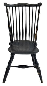 18THC. WINDSOR FAN BACK PLANK SEAT CHAIR 37 3/4" X 19 1/2" X 18"   17" SEAT HEIGHT