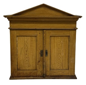 ARCHITECTURAL HANGING CUPBOARD IN GRAIN PAINT 34" X 33 1/2" X 11 1/2"