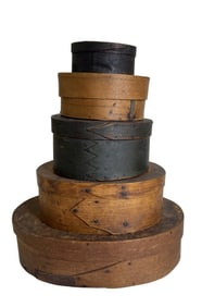 5 EARLY LAP BOXES, LARGEST 15 1/4" X 10 1/2"