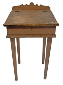 SALMON PAINTED SMALL LIFT LID DESK, ALL ORIGINAL 36" X 19 1/2" X 18"