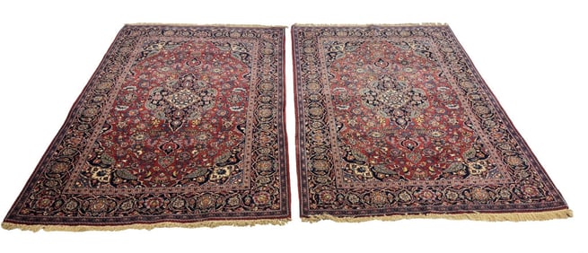 PR OF PERSIAN AREA RUGS, JOSAN SAROUK WITH MEDALLION CENTERS, EXCELLENT COND'T. 78" X 54 1/2"