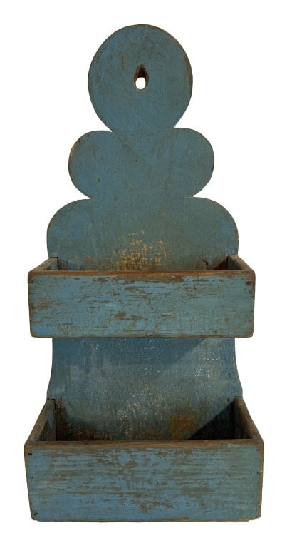 DOUBLE WALL BOX IN LATER BLUE PAINT OVER ORIGINAL GREEN PAINT 24" X 12" X 16" (1 of 6)