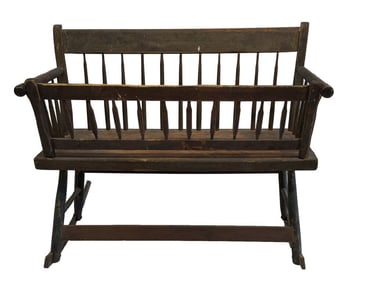 NICE SIZE  ROCKING CRADLE BENCH IN ORIGINAL PAINT 30" X 37" X 25"