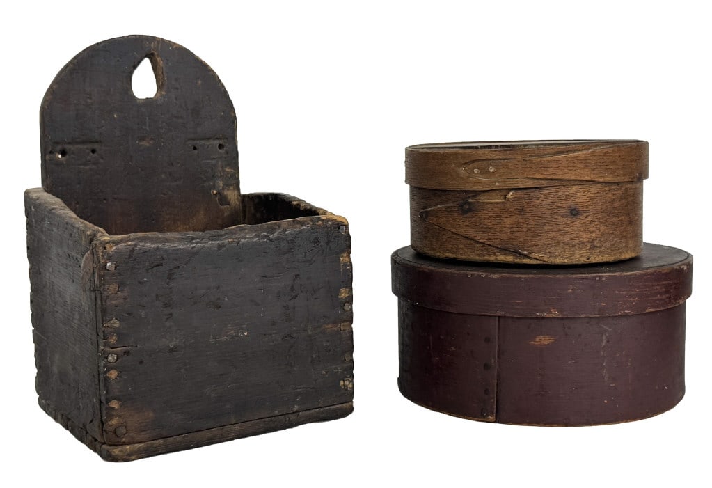 9 3/4" RED PANTRY BOX,12" BLACK WALL BOX & NATURAL PANTRY BOX (1 of 7)