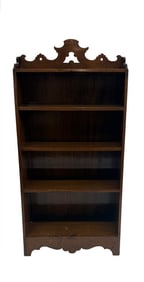 AMERICAN CANT BACK BOOKSHELF W/ A ONE BOARD BACK WALNUT, 43" X 21" X 9"